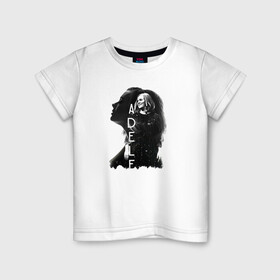 Детская футболка хлопок с принтом профиль Adele в Тюмени, 100% хлопок | круглый вырез горловины, полуприлегающий силуэт, длина до линии бедер | Тематика изображения на принте: девушка | имя | надпись | певица | профиль