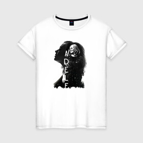 Женская футболка хлопок с принтом профиль Adele в Тюмени, 100% хлопок | прямой крой, круглый вырез горловины, длина до линии бедер, слегка спущенное плечо | девушка | имя | надпись | певица | профиль