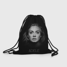 Рюкзак-мешок 3D с принтом Портрет Адель в Тюмени, 100% полиэстер | плотность ткани — 200 г/м2, размер — 35 х 45 см; лямки — толстые шнурки, застежка на шнуровке, без карманов и подкладки | взгляд | глаза | девушка | имя | лицо