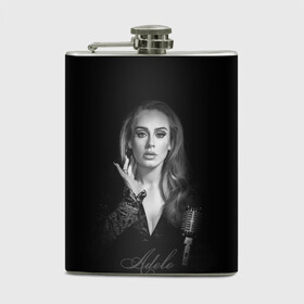 Фляга с принтом Adele Icon в Тюмени, металлический корпус | емкость 0,22 л, размер 125 х 94 мм. Виниловая наклейка запечатывается полностью | девушка | имя | микрофон | певица | фото