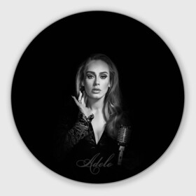 Круглый коврик для мышки с принтом Adele Icon в Тюмени, резина и полиэстер | круглая форма, изображение наносится на всю лицевую часть | девушка | имя | микрофон | певица | фото