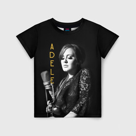 Детская футболка 3D с принтом Певица Adele в Тюмени, 100% гипоаллергенный полиэфир | прямой крой, круглый вырез горловины, длина до линии бедер, чуть спущенное плечо, ткань немного тянется | девушка | имя | микрофон | надпись | певица