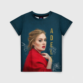 Детская футболка 3D с принтом Portrait Adele в Тюмени, 100% гипоаллергенный полиэфир | прямой крой, круглый вырез горловины, длина до линии бедер, чуть спущенное плечо, ткань немного тянется | имя | лицо | надпись | певица | портрет