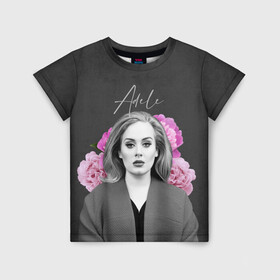 Детская футболка 3D с принтом Flowers Adele в Тюмени, 100% гипоаллергенный полиэфир | прямой крой, круглый вырез горловины, длина до линии бедер, чуть спущенное плечо, ткань немного тянется | имя | надпись | певица | текстура | цветы