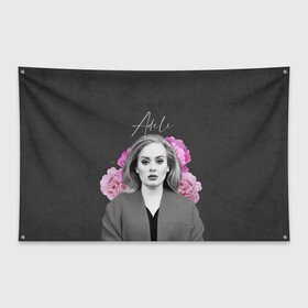 Флаг-баннер с принтом Flowers Adele в Тюмени, 100% полиэстер | размер 67 х 109 см, плотность ткани — 95 г/м2; по краям флага есть четыре люверса для крепления | имя | надпись | певица | текстура | цветы