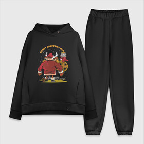 Женский костюм хлопок Oversize с принтом Merry Christmas Run в Тюмени,  |  | art | bull | christmas | drawing | merris christmas run | new year | santa | santa claus | арт | бык | дед мороз | новый год | рисунок | рождество | санта