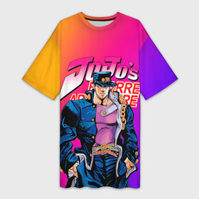 Платье-футболка 3D с принтом JOJO BIZARRE ADVENTURE  ДЖО ДЖО ГРАДИЕНТ в Тюмени,  |  | adventure | gradient | jojo | jojos bizarre | jojos bizarre adventure | yare yare daze | аниме | градиент | джо джо | джоджо | манга | яре яре дазе