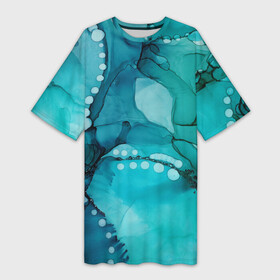 Платье-футболка 3D с принтом Глюки водолаза в Тюмени,  |  | абстракция | камуфляж | пестрый | разводы | размытый | салатовый