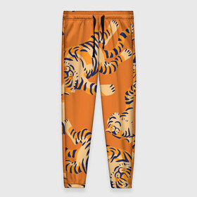 Женские брюки 3D с принтом Тигр паттерн в Тюмени, полиэстер 100% | прямой крой, два кармана без застежек по бокам, с мягкой трикотажной резинкой на поясе и по низу штанин. В поясе для дополнительного комфорта — широкие завязки | 2022 | год тигра | китайский календарь | надписи | новый год | тигр