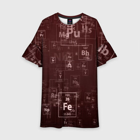 Детское платье 3D с принтом Fe - Таблица Менделеева в Тюмени, 100% полиэстер | прямой силуэт, чуть расширенный к низу. Круглая горловина, на рукавах — воланы | fe | для студентов | для физиков | для химиков | железо | наука | таблица менделеева | ученым | физика | химия | элемент