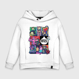 Детское худи Oversize хлопок с принтом BT21 POP ART в Тюмени, френч-терри — 70% хлопок, 30% полиэстер. Мягкий теплый начес внутри —100% хлопок | боковые карманы, эластичные манжеты и нижняя кромка, капюшон на магнитной кнопке | Тематика изображения на принте: bangtan | beyond | boys | boysband | bts | hip hop | k pop | korea | music | pop art | scene | бтс | ви | джонгук | корея | музыка | поп арт | сюга | хип хоп | чимин | чин