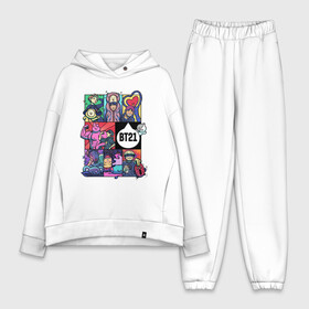 Женский костюм хлопок Oversize с принтом BT21 POP ART в Тюмени,  |  | Тематика изображения на принте: bangtan | beyond | boys | boysband | bts | hip hop | k pop | korea | music | pop art | scene | бтс | ви | джонгук | корея | музыка | поп арт | сюга | хип хоп | чимин | чин