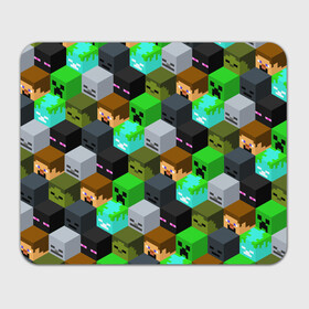 Прямоугольный коврик для мышки с принтом MINECRAFT PATTERN МАЙНКРАФТ УЗОР в Тюмени, натуральный каучук | размер 230 х 185 мм; запечатка лицевой стороны | block | craft | creeper | cube | dungeons | game | games | logo | mine | minecraft | miner | pattern | pixel | zombie | блок | геометрия | данжен | зомби | игра | игры | крафт | крипер | кубики | лого | логотип | майкрафт | майн | майнкрафт | 