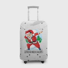 Чехол для чемодана 3D с принтом Merry Christmas Santa Dabbing. в Тюмени, 86% полиэфир, 14% спандекс | двустороннее нанесение принта, прорези для ручек и колес | 2022 | dabbing | happy new year | merry christmas | santa dabbing | год тигра | зима близко | нг | новогодний | новогодний тигр | новый год | новый год 2022 | рождество | символ 2022 года | снежинки