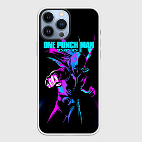 Чехол для iPhone 13 Pro Max с принтом Неоновый Сайтама One Punch Man в Тюмени,  |  | hagemanto | one punch man | one punchman | onepunchman | saitama | sensei | аниме | ван панч мен | ванпанчмен | лысый плащ | манга | сайтама | сильнейший человек | учитель | человек одинудар | человек одного удара