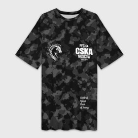 Платье-футболка 3D с принтом PFC CSKA MOSCOW since 1911 в Тюмени,  |  | cska | pfc | pfc cska | армейцы | камуфляж | кони | конь | красно синие | мы армейцы | мы кони | мы цска | пфк | фк | фк цска | футбол | футбольный клуб | цска | цска москва | цска фк | черный камуфляж