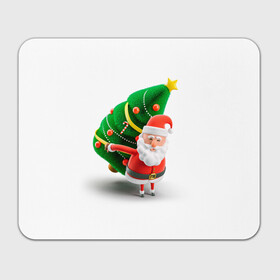 Прямоугольный коврик для мышки с принтом Дед мороз с елкой в Тюмени, натуральный каучук | размер 230 х 185 мм; запечатка лицевой стороны | веселый дед мороз | дед мороз | елка | новый год | санта клаус