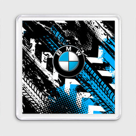 Магнит 55*55 с принтом Следы от шин BMW в Тюмени, Пластик | Размер: 65*65 мм; Размер печати: 55*55 мм | bmw | bmw performance | m | motorsport | performance | бмв | моторспорт