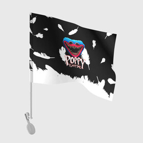 Флаг для автомобиля с принтом Poppy Playtime Перья. в Тюмени, 100% полиэстер | Размер: 30*21 см | poppy playtime | игра | кукла | монстр | плэйтайм | поппи плейтайм | хагги вагги | хоррор