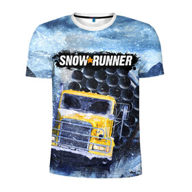 Мужская футболка 3D спортивная с принтом SNOWRUNNER ART СНОУРАННЕР АРТ в Тюмени, 100% полиэстер с улучшенными характеристиками | приталенный силуэт, круглая горловина, широкие плечи, сужается к линии бедра | Тематика изображения на принте: game | snow runner | snowrunner | winter | грузовик | дальнобойщик | зима | игра | лес | симулятор | снег | сноу раннер | сноураннер