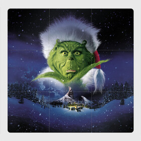 Магнитный плакат 3Х3 с принтом Гринч The Grinch в Тюмени, Полимерный материал с магнитным слоем | 9 деталей размером 9*9 см | grinch | гринч | дед мороз | джим керри | елка | кино | новый год | рождество | санта | снег | снежинка