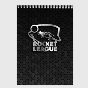 Скетчбук с принтом Rocket League Metal Logo в Тюмени, 100% бумага
 | 48 листов, плотность листов — 100 г/м2, плотность картонной обложки — 250 г/м2. Листы скреплены сверху удобной пружинной спиралью | auto | avto | car | race | rocket league | авто | гонки | машина | рокет лига | тачка