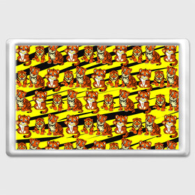Магнит 45*70 с принтом Няшные Тигрята в Тюмени, Пластик | Размер: 78*52 мм; Размер печати: 70*45 | Тематика изображения на принте: желтый | звери | кошка | полосатый | тигр | шерсть