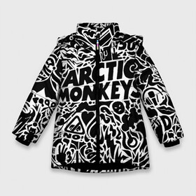 Зимняя куртка для девочек 3D с принтом Arctic monkeys Pattern в Тюмени, ткань верха — 100% полиэстер; подклад — 100% полиэстер, утеплитель — 100% полиэстер. | длина ниже бедра, удлиненная спинка, воротник стойка и отстегивающийся капюшон. Есть боковые карманы с листочкой на кнопках, утяжки по низу изделия и внутренний карман на молнии. 

Предусмотрены светоотражающий принт на спинке, радужный светоотражающий элемент на пуллере молнии и на резинке для утяжки. | alternative | arctic monkeys | metall | music | rock | альтернатива | арктик монкейс | арктические обезьяны | металл | музыка | рок