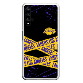 Чехол для Honor 20 с принтом LAKERS LOGO БРЫЗГИ КРАСОК в Тюмени, Силикон | Область печати: задняя сторона чехла, без боковых панелей | america | basketball | kobe bryant | la | la lakers | lakers | lines | los angeles lakers | nba | usa | баскетбол | брызги | брызги красок | кобе брайант | краски | линии | лос анджелес лейкерс | нба | полосы | сша