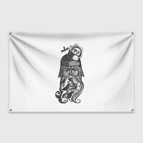 Флаг-баннер с принтом Богатырь на посту в Тюмени, 100% полиэстер | размер 67 х 109 см, плотность ткани — 95 г/м2; по краям флага есть четыре люверса для крепления | воин | герой | россия | русь | сказка