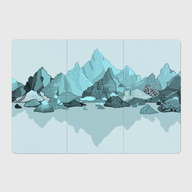 Магнитный плакат 3Х2 с принтом Голубой горный пейзаж с темно-серыми тенями в Тюмени, Полимерный материал с магнитным слоем | 6 деталей размером 9*9 см | Тематика изображения на принте: голубые горы | горный | горный массив | горный пейзаж | горы | горы в снегу | для сноуборда | для туристов | заснеженные горы | зимние горы | зимний | лыжный | снежные горы | сноуборд