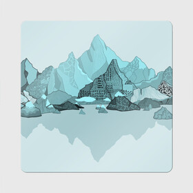 Магнит виниловый Квадрат с принтом Голубой горный пейзаж с темно-серыми тенями в Тюмени, полимерный материал с магнитным слоем | размер 9*9 см, закругленные углы | голубые горы | горный | горный массив | горный пейзаж | горы | горы в снегу | для сноуборда | для туристов | заснеженные горы | зимние горы | зимний | лыжный | снежные горы | сноуборд
