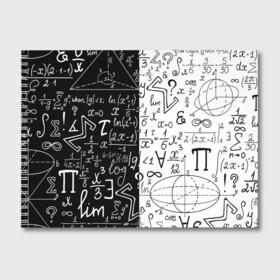 Альбом для рисования с принтом ЧЁРНО БЕЛЫЕ ФОРМУЛЫ   ФИЗИКА   МАТЕМАТИКА в Тюмени, 100% бумага
 | матовая бумага, плотность 200 мг. | Тематика изображения на принте: emc 2 | emc2 | sience | знаменитые формулы | математика | наука | студенты | студенческие | физика | формулы | эйнштейн