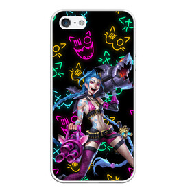 Чехол для iPhone 5/5S матовый с принтом JINX ARCANE NEON MEOW LOL в Тюмени, Силикон | Область печати: задняя сторона чехла, без боковых панелей | akali | arcane | fan | fan art | hero | jinx | kda | kda mas | league of legends | lol | meow | moba | neon | netflix | акали | аркейн | герой | джинкс | кда | лига легенд | лол | моба | неон | нетфликс | сериал