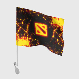 Флаг для автомобиля с принтом DOTA 2 FIRE LOGO ДОТА 2 ОГНЕННЫЙ ЛОГО в Тюмени, 100% полиэстер | Размер: 30*21 см | bristleback | dota | dota 2 | dota2 | heroes | invoker | lina | og team | pudge | shadow | shadow fiend | team liquid | team spirit | the international | windranger | бристелбек | бристл | брызги | брызги красок | дота | дота 2 | дота2 | краски | пудж | т