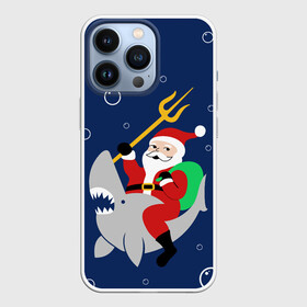 Чехол для iPhone 13 Pro с принтом САНТА КЛАУС НА АКУЛЕ | SANTA в Тюмени,  |  | 2020 | 2021 | 2022 | christmas | merry | santa | акула | дед мороз | нг | новогодний | новый год | рождество | санта клаус | свитер | узоры