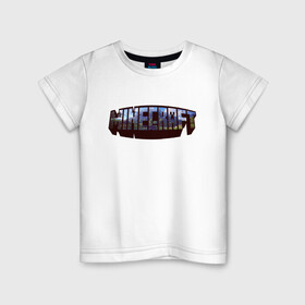 Детская футболка хлопок с принтом Minecraft Логотип в Тюмени, 100% хлопок | круглый вырез горловины, полуприлегающий силуэт, длина до линии бедер | minecraft logo | крипер | майнкравт | майнкрафт | стив | хиробрин