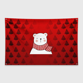 Флаг-баннер с принтом МЕДВЕЖОНОК УМКА БЕЛЫЙ МИШКА в Тюмени, 100% полиэстер | размер 67 х 109 см, плотность ткани — 95 г/м2; по краям флага есть четыре люверса для крепления | 2021 | new year | деда мороза | друг | ёлка | ёлочка | к нам приходит | как у всех | клауса | костюм | красный | медведь | медвежонок | новогодний | новый год | праздник | рекомендации | рождество | санты | узор