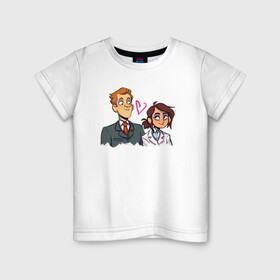 Детская футболка хлопок с принтом Бретт & Рейган в Тюмени, 100% хлопок | круглый вырез горловины, полуприлегающий силуэт, длина до линии бедер | девушка | инженер | парень | персонажи | сотридник