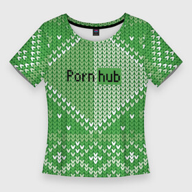 Женская футболка 3D Slim с принтом Porn Hub  новогодний в Тюмени,  |  | holiday | hype | new year | pattern | новый год | праздник | узор | хайп