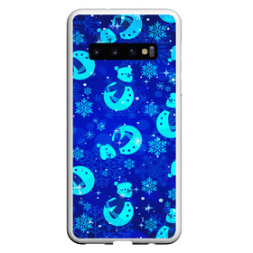 Чехол для Samsung Galaxy S10 с принтом Заморозки | Снеговики во льдах в Тюмени, Силикон | Область печати: задняя сторона чехла, без боковых панелей | Тематика изображения на принте: замороженные снеговики | много снеговиков | новогодний снеговик | синие снеговики | синий лед | снеговик в шапке | снеговик во льдах | снеговик с морковкой | снеговик с шарфом