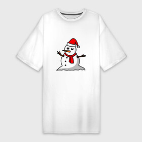 Платье-футболка хлопок с принтом Двухсторонний снеговик в Тюмени,  |  | snowman | большой снеговик | снеговик новогодний | снеговик с морковкой | снеговик с руками палками | снеговик с угольками глазками | снеговик спиной | снежная баба | снежный человек