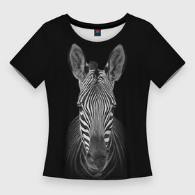 Женская футболка 3D Slim с принтом Зебра zebra в Тюмени,  |  | дикие животные | зебра | лошадка | лошадь