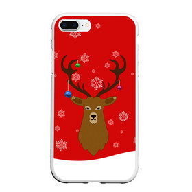 Чехол для iPhone 7Plus/8 Plus матовый с принтом Новогодний олень New Years Deer в Тюмени, Силикон | Область печати: задняя сторона чехла, без боковых панелей | 2021 | 2022 | happy new year | happy new year 2022 | новый год | олень | снег | снежинки | снежный олень | сугроб