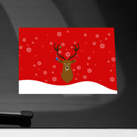 Наклейка на автомобиль с принтом Новогодний олень | New Years Deer в Тюмени, ПВХ |  | 2021 | 2022 | happy new year | happy new year 2022 | новый год | олень | снег | снежинки | снежный олень | сугроб
