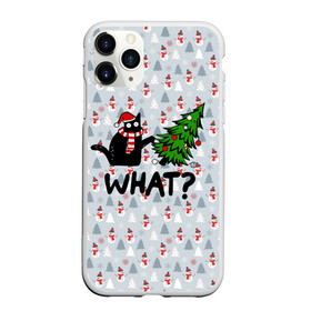Чехол для iPhone 11 Pro матовый с принтом WHAT CAT | CHRISTMAS в Тюмени, Силикон |  | 2020 | 2021 | 2022 | cat | cats | christmas | merry | what | ват | кот | леденец | мяу | нг | новогодний | новый год | олени | рождество | свитер | узоры