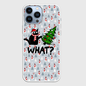 Чехол для iPhone 13 Pro Max с принтом WHAT CAT | CHRISTMAS в Тюмени,  |  | Тематика изображения на принте: 2020 | 2021 | 2022 | cat | cats | christmas | merry | what | ват | кот | леденец | мяу | нг | новогодний | новый год | олени | рождество | свитер | узоры