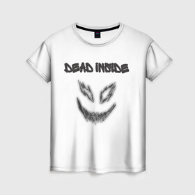 Женская футболка 3D с принтом Zxc Smile в Тюмени, 100% полиэфир ( синтетическое хлопкоподобное полотно) | прямой крой, круглый вырез горловины, длина до линии бедер | dead inside | demon | depression | dota 2 | drain | phonk | smile | tilted | zxc | zxcursed