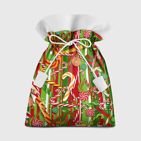 Подарочный 3D мешок с принтом Рождественские леденцы в Тюмени, 100% полиэстер | Размер: 29*39 см | дед мороз | декор | конфеты | леденцы | новогодние | новый год | подарки | рождественские | рождество | санта | санта клаус