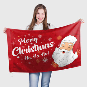 Флаг 3D с принтом Merry Christmas Ho Ho Ho! в Тюмени, 100% полиэстер | плотность ткани — 95 г/м2, размер — 67 х 109 см. Принт наносится с одной стороны | art | christmas | drawing | holiday | merry christmas | new year | santa | santa claus | snowflakes | арт | новый год | праздник | рисунок | рождество | санта | санта клаус | снежинки